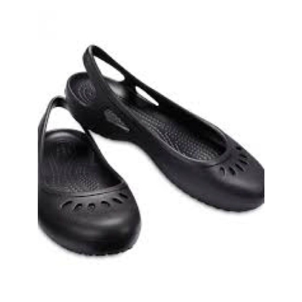 Crocs Womens Kadee Slingback Flats Round Toe Slip On Rubber Black 8W